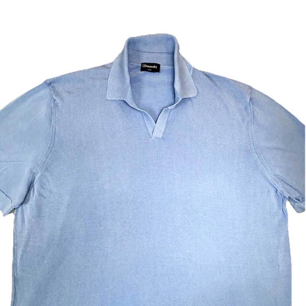 Drumohr Polo Shirt Men’s Medium 48 Blue 30 Gauge‎ Cotton